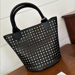 Jeff Wan Black Perforated Bucket Tote